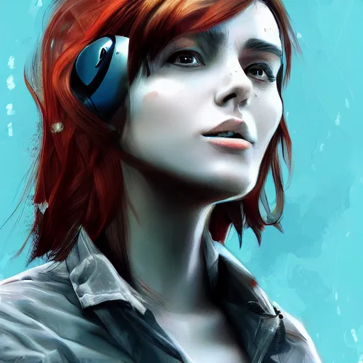 Image similar to female wearing virtual reality digital illustration artstation