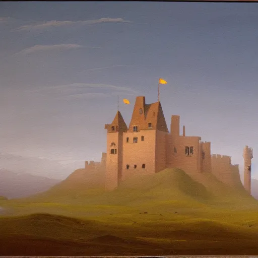 Image similar to a painting of a castle, in the style casper david friedrich.