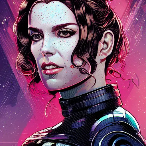 Image similar to a portrait of a female android, by Dan Mumford and Sandra Chevrier, 4k