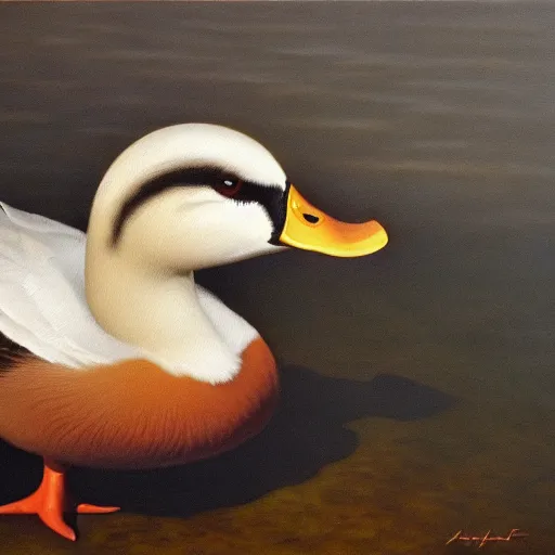 Prompt: a duck on the prowl oil painting alexandre jacovleff