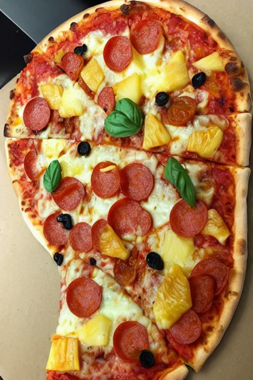 Image similar to pizza covering a pineapple