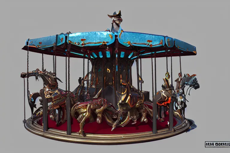 Image similar to 3d sculpt of an evil ironwork carousel, artstaton, League of Legends, red dead redemption2, overwatch, digital illustration