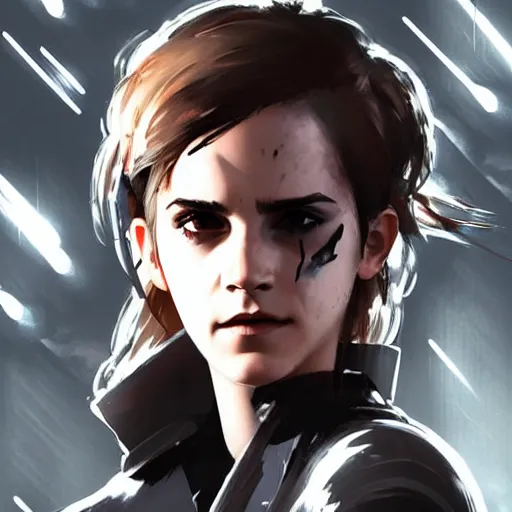 Image similar to emma watson wearing metal gear armor dramatic lighting cinematic cinematic lighting art by Richard Schmid by Yoji Shinkawa by greg rutkowski