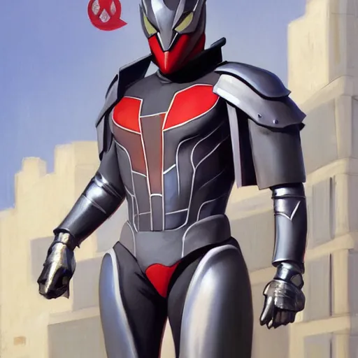 Image similar to greg manchess portrait painting of armored spiderman ultraman grey fox from metal gear cyborg gay japanese - american hybrid as overwatch character, medium shot, asymmetrical, profile picture, organic painting, sunny day, matte painting, bold shapes, hard edges, street art, trending on artstation, by huang guangjian and ail elvgren and sachin teng