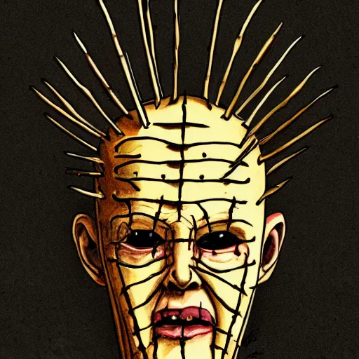 Image similar to Pinhead from Hellraiser, chibi illustration, 4k