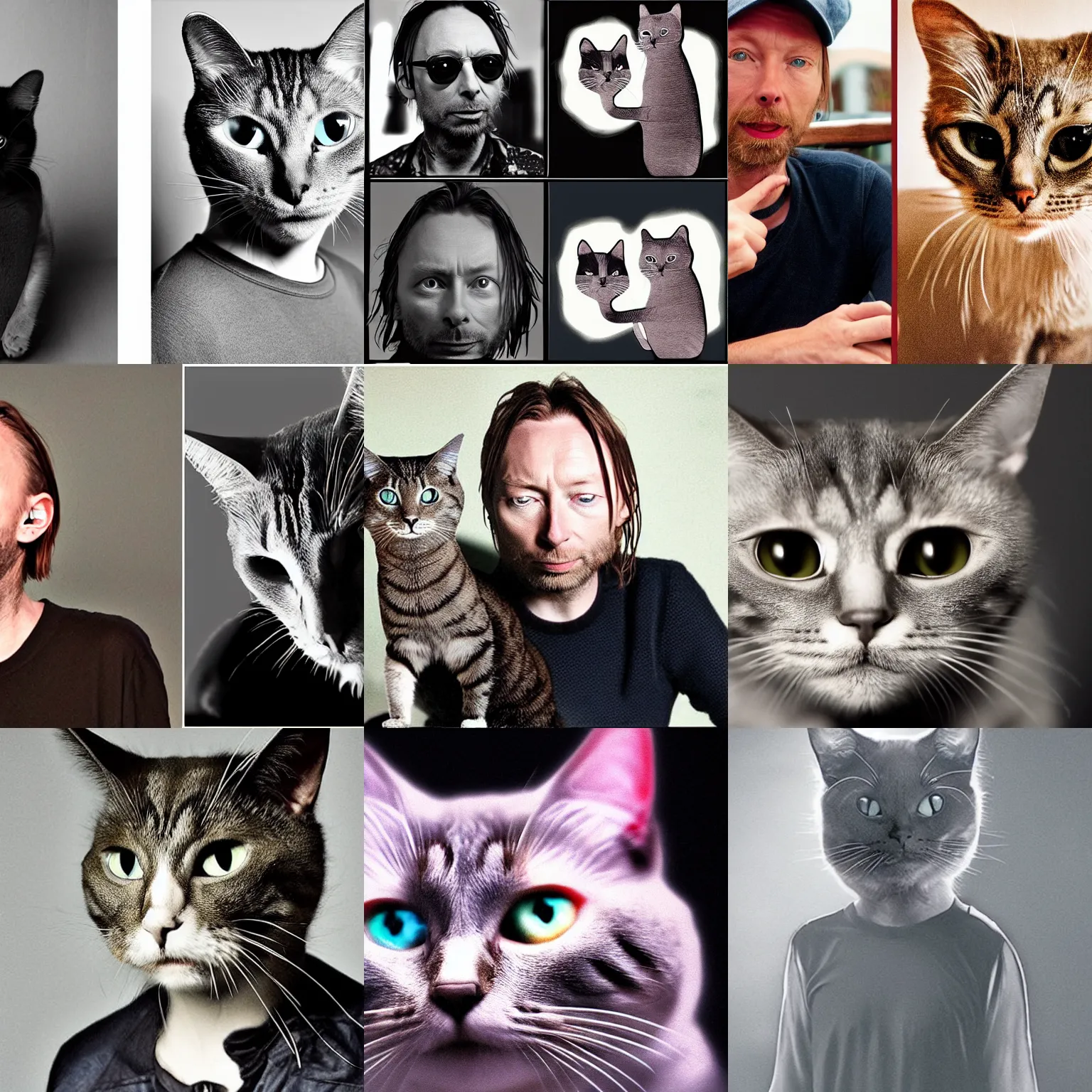 Prompt: Thom Yorke as a cat, Radiohead singer as a cat