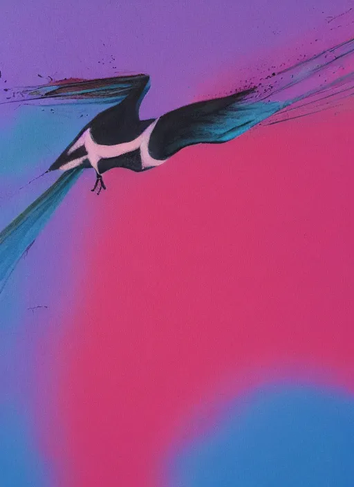 Image similar to a close up of a bird on a pink background, an airbrush painting by ronnie landfield, dribble, lyrical abstraction, airbrush art, ultrafine detail, matte background