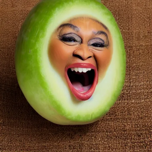 Image similar to tina turner face on a turnip, colored, dslr, photoshoot