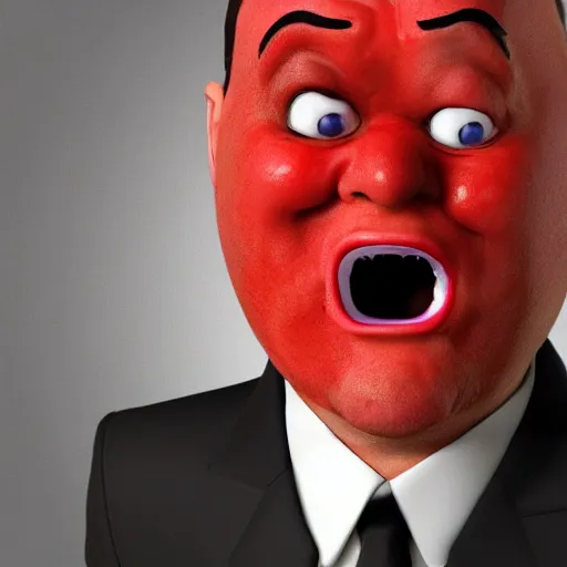 Image similar to screaming kevin spacy with red face as a pepper