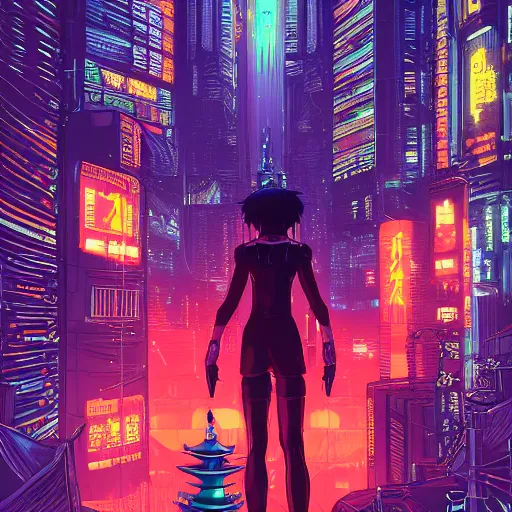 Image similar to high detailed cat in a cyberpunk city at night with a torii in the background by Josan Gonzalez, high quality, 4K, UHD, trending on ArtStation, blade runner vibes, ghost in the shell, akira, dorohedoro