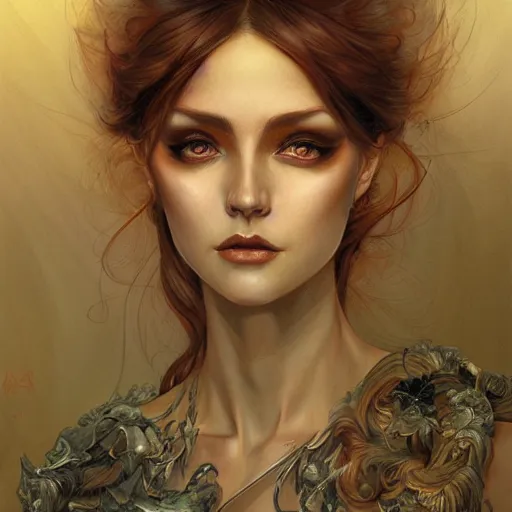 Prompt: a portrait in the style of anna dittmann and donato giancola and charles dulac.