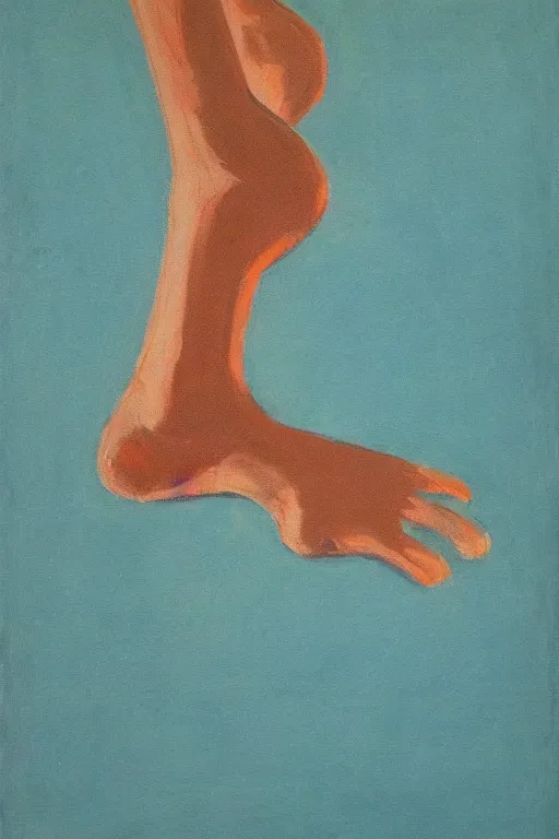 Image similar to the outline of a talon and foot against the backdrop of an ocean, mid century art