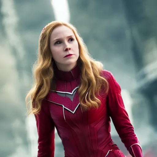 Image similar to Erin Moriarty as Wanda, Wanda Vision, Scarlet Witch, Cinema, 4K, Marvel Universe