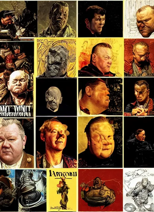 Prompt: portrait of ray winstone as baron vladimir harkonnen, dynamic, by norman rockwell and craig mullins and lawrence alma tadema and jack kirby and greg staples and nc wyeth and tom lovell, arstation baron character