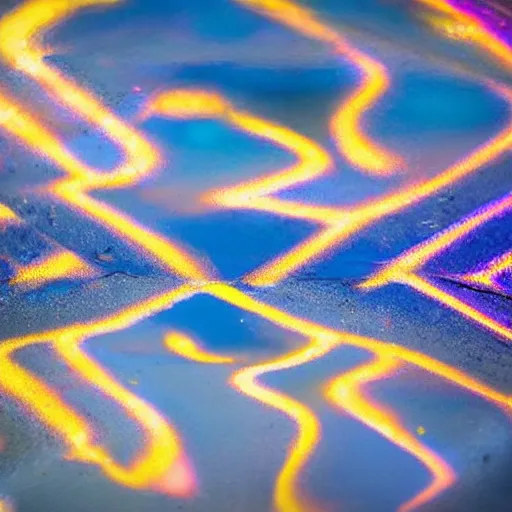 Image similar to close - up of a puddle of fuel, gas, diesel, iridescent shine reflection