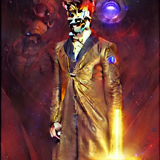 Image similar to david bowie as doctor who, radiant light, caustics, heroic, bright iridescent light, by gaston bussiere, bayard wu, greg rutkowski, maxim verehin