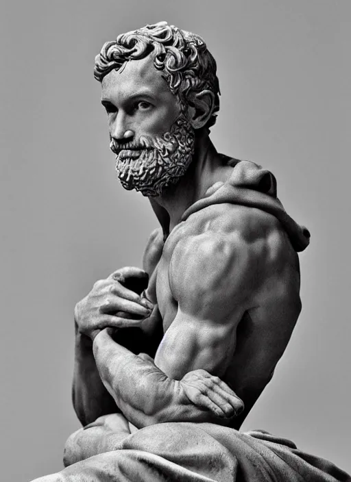 Image similar to Michelangelo's statue of Pewdiepie, highly detailed, 8k