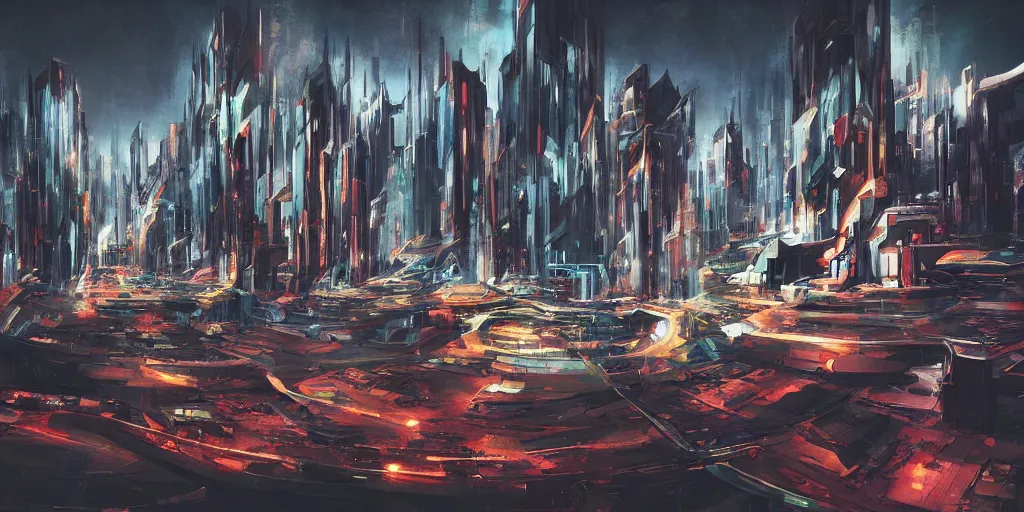Image similar to abstract futuristic city scenes like no other.