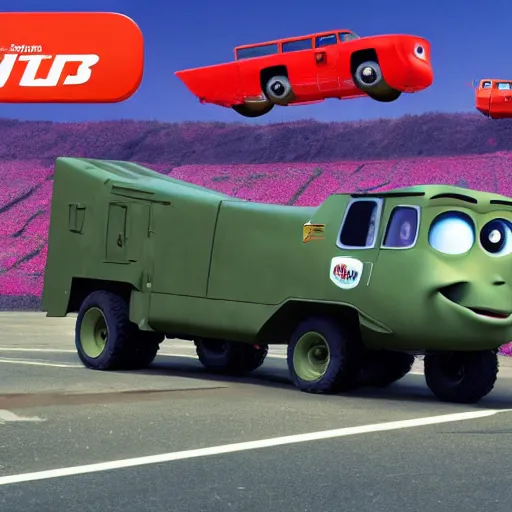 Image similar to HIMARS in Cars Pixar movie