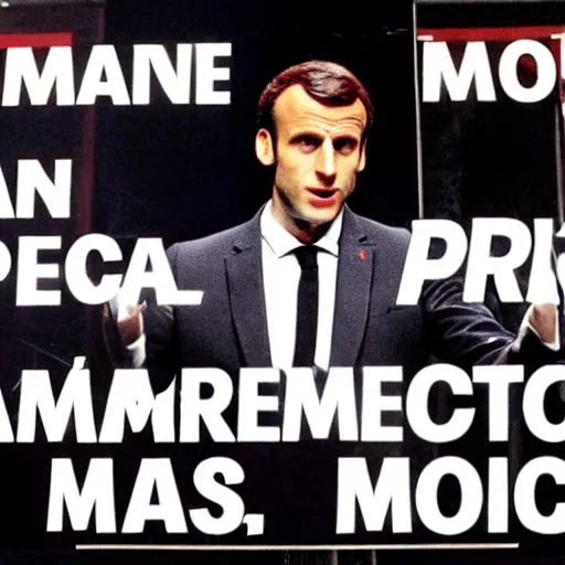 Image similar to Emmanuel Macron speech in American Psycho (1999)