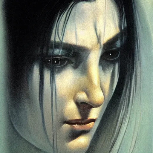 Prompt: ultra realistic portrait painting of samara from the ring, art by frank frazetta, 4 k, ultra realistic, highly detailed, epic lighting.