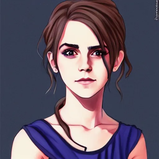 Image similar to a portrait of Emma Watson, anime art style