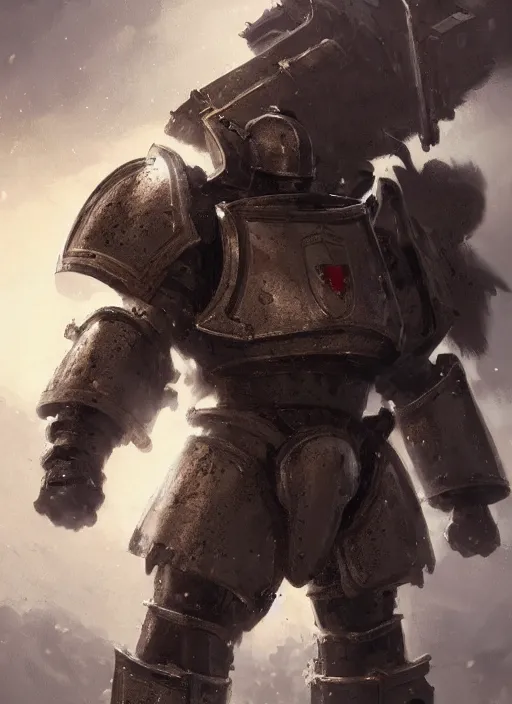 Image similar to medieval knight power armour, concept art, space marine, medieval, highly detailed, cinematic lighting, sparks, digital art painting by greg rutkowski