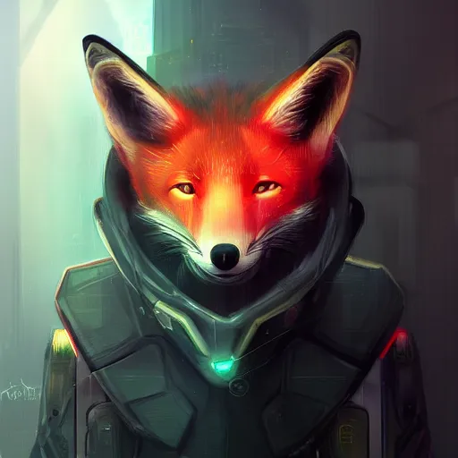 Prompt: Cyber fox by WLOP