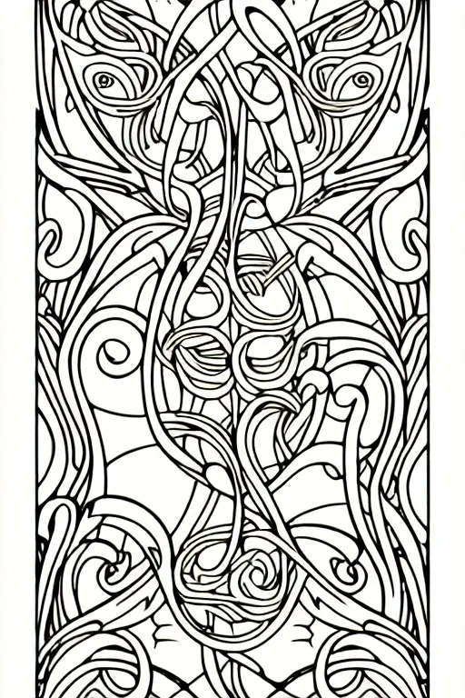 Image similar to vector images, art nouveau border designs, smooth lines, strong outline, coloring book outline, flowers