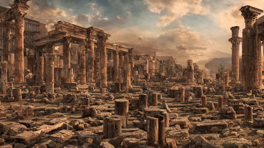 Image similar to cyberpunk pompeii landscape circa 6 5 ad