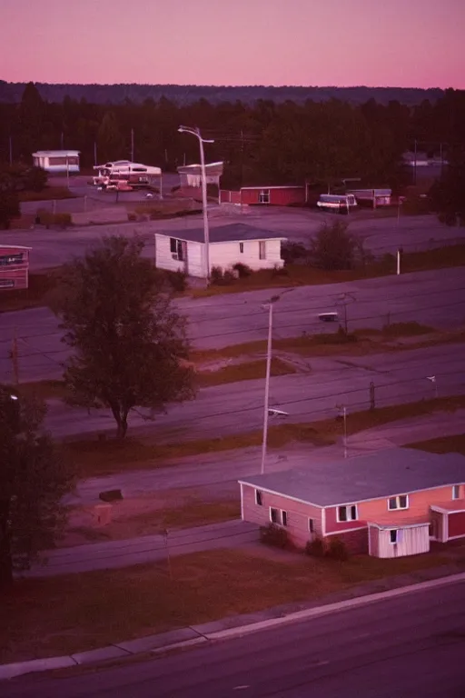 Image similar to a detailed photographic render of a 1 9 5 0 s american suburb at sunset by todd hido, photoreal, 4 k