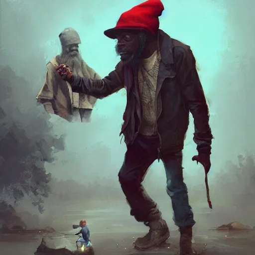 Image similar to Tyrone biggums scratching himself wearing a hobo costume portrait greg rutkowski Dragan Bibin Pete Mohrbacher Raymond Swanlandy stephan matiniere