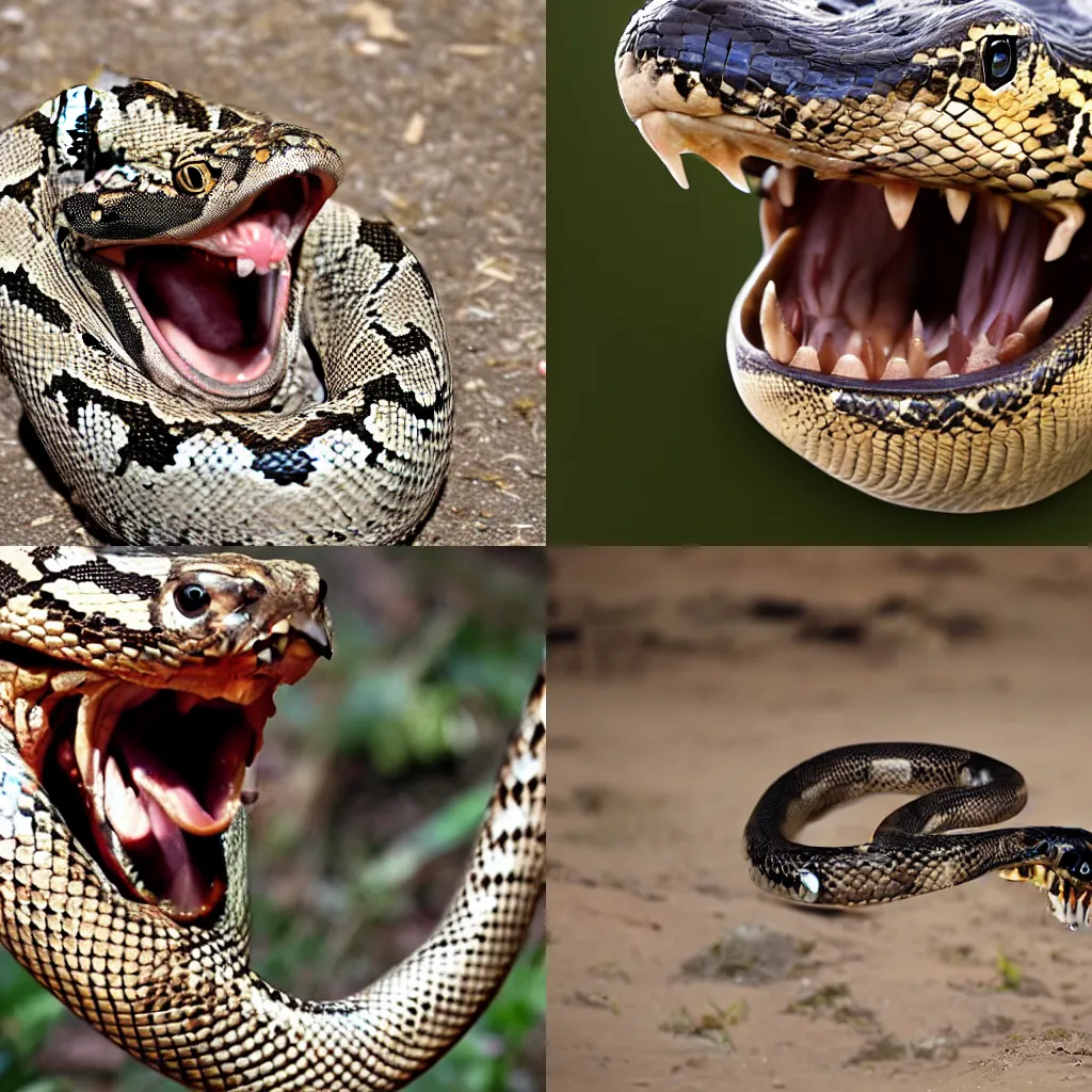 Prompt: s cobra snake, mouth wide open