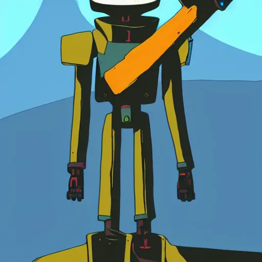 Prompt: canti the robot from flcl anime, he is holding a valorant style sniper rifle in the map haven holding a heaven.