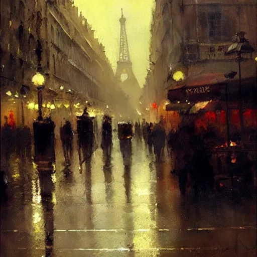 Image similar to paris streetscape, by jeremy mann.