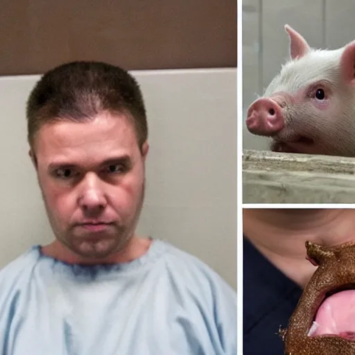 Image similar to inmate with cute mini pig head