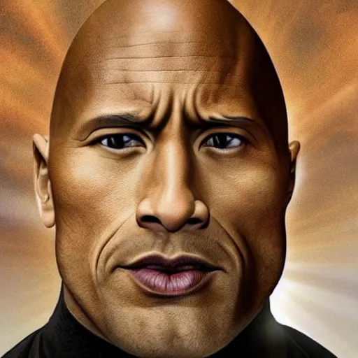 Prompt: dwayne the rock johnson if his head was a rock