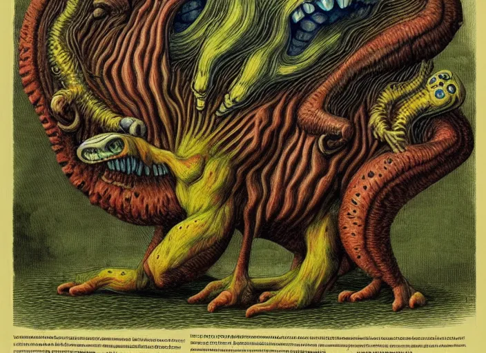 Image similar to bizarre bestiary of repressed unconscious emotional monsters and creatures