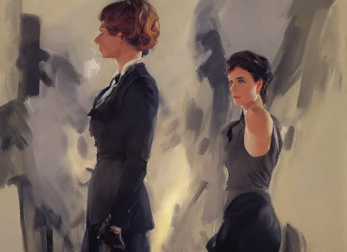 Image similar to a highly detailed beautiful portrait of a stylish mi 6 female agent, by gregory manchess, james gurney, james jean