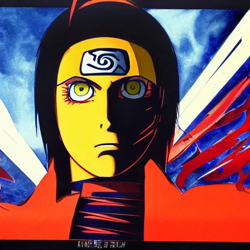 Image similar to photorealistic picture, by bob peak and alex ross, naruto movie poster, in 1 9 8 4, gouache and wash paints, fine details, fine intricate, fine facial proportionate, fine body proportionate, fine fix broken line, fine fix duplicate line, smooth focus, sharp details, bokeh, 4 k, 5 k extremely details