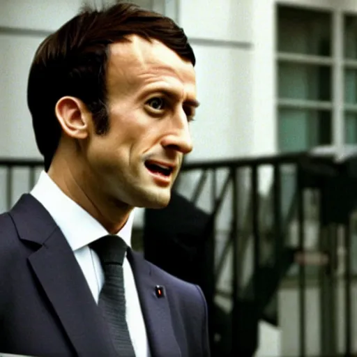 Prompt: Japanese Emmanuel Macron in American Psycho (1999)