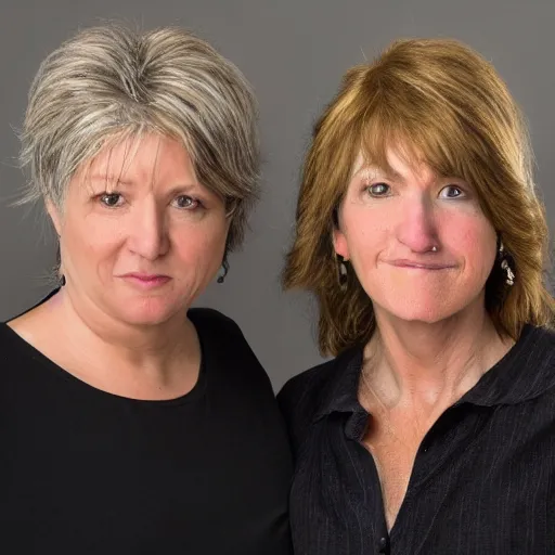 Prompt: stunning award winning hyperrealistic hdr 8 k highly detailed portrait photo of sherri and terri mackleberry as real humans