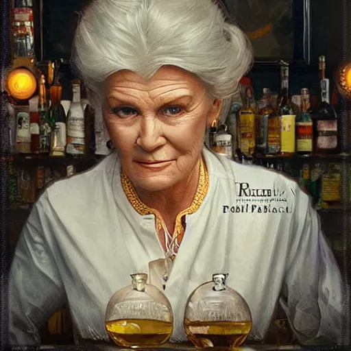 Prompt: amazing lifelike award winning pencil illustration of pat butcher behind the bar in the Queen Vic pub trending on art station artgerm Greg rutkowski alphonse mucha cinematic