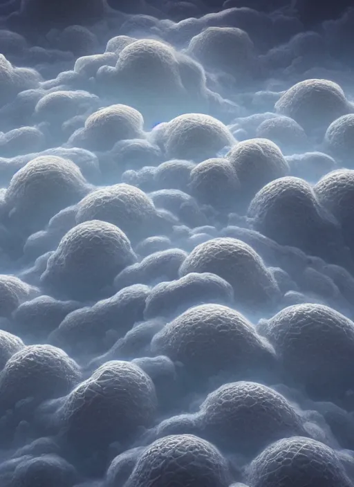 Prompt: high intricate melting tremella - fuciformis formed clouds over an ocean surface, maria panfilova, andrea savchenko, mike kime, ludovic plouffe, qi sheng luo, oliver cook, makoto shinkai, trending on artstation