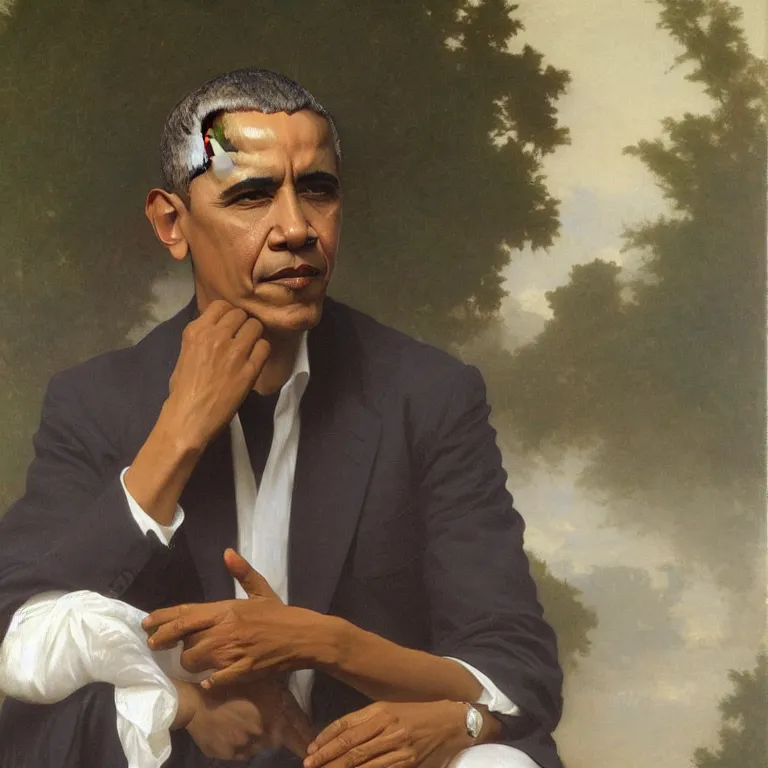 Prompt: Barack Obama by William Adolphe Bouguereau