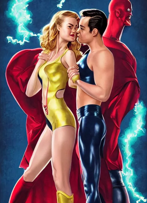 Image similar to brie larson and amber heard kissing as comic book super villains, full body portrait, natural lights, photorealism, dramatic, cinematic, art by artgerm, rossdraws, norman rockwell, magali villeneuve, gil elvgren, alberto vargas, earl moran, enoch bolles