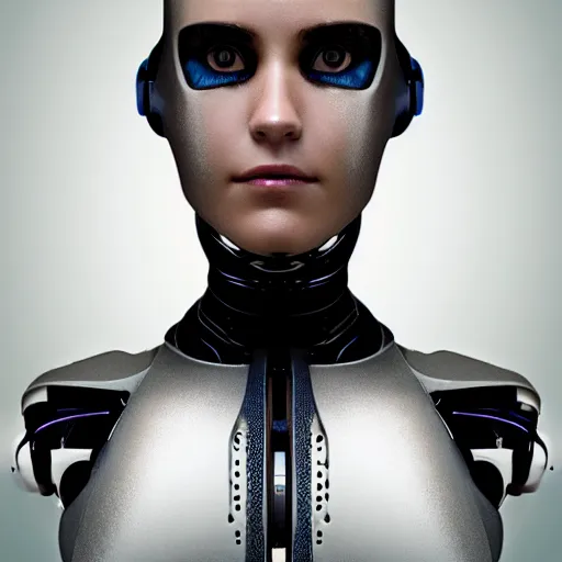 Prompt: headshot of humanoid robot from ex machina