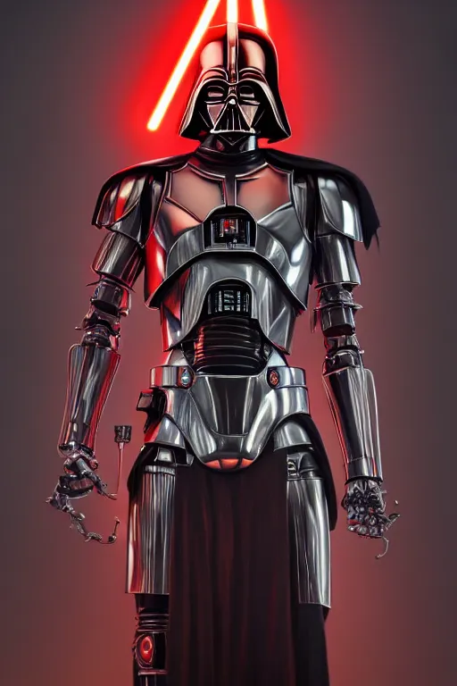 Image similar to T800 endoskeleton mixed with Darth lord Sith, RPG Reference, art by ilya kuvshinov, artgerm, Alphonse mucha, and Greg Rutkowski, Trending on Artstation, octane render, Insanely Detailed, 8k, HD