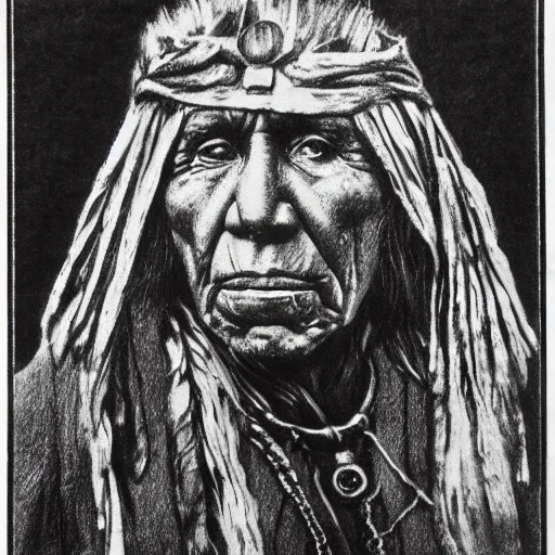 Prompt: chief seattle drawing
