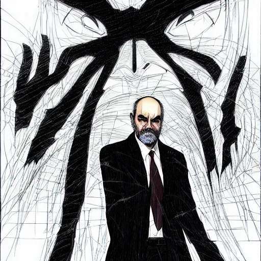 Image similar to Ben Bernanke looking sinister, by Tsutomu Nihei, highly detailed